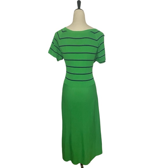J. Peterman green and blue knit striped cotton midi dress - Picture 2 of 3